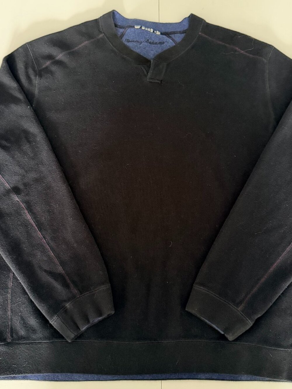 Tommy Bahama Mens Large Reversible Pullover Charcoal Blue Long Sleeve Casual